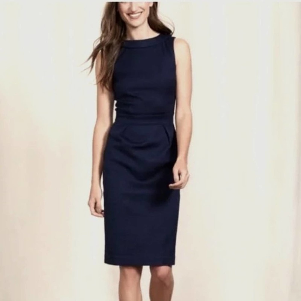 Boden Martha Black Sleeveless Collared Sheath Dress